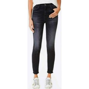 Current Elliott Super Highwaist Stiletto Jeans Black Dark Wash Faded Skinny Rise
